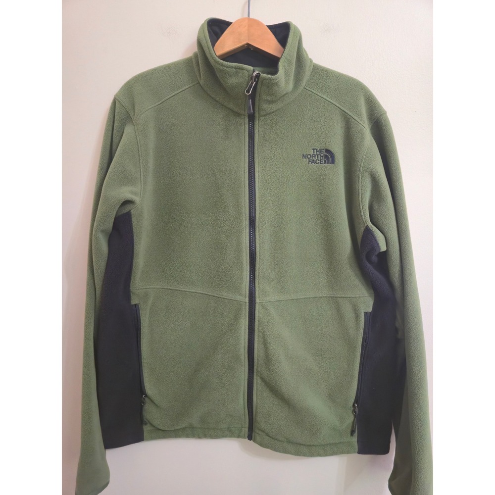 The North Face Mens Full Zip Fleece Jacket Olive Green Black A7SP FW14 Large